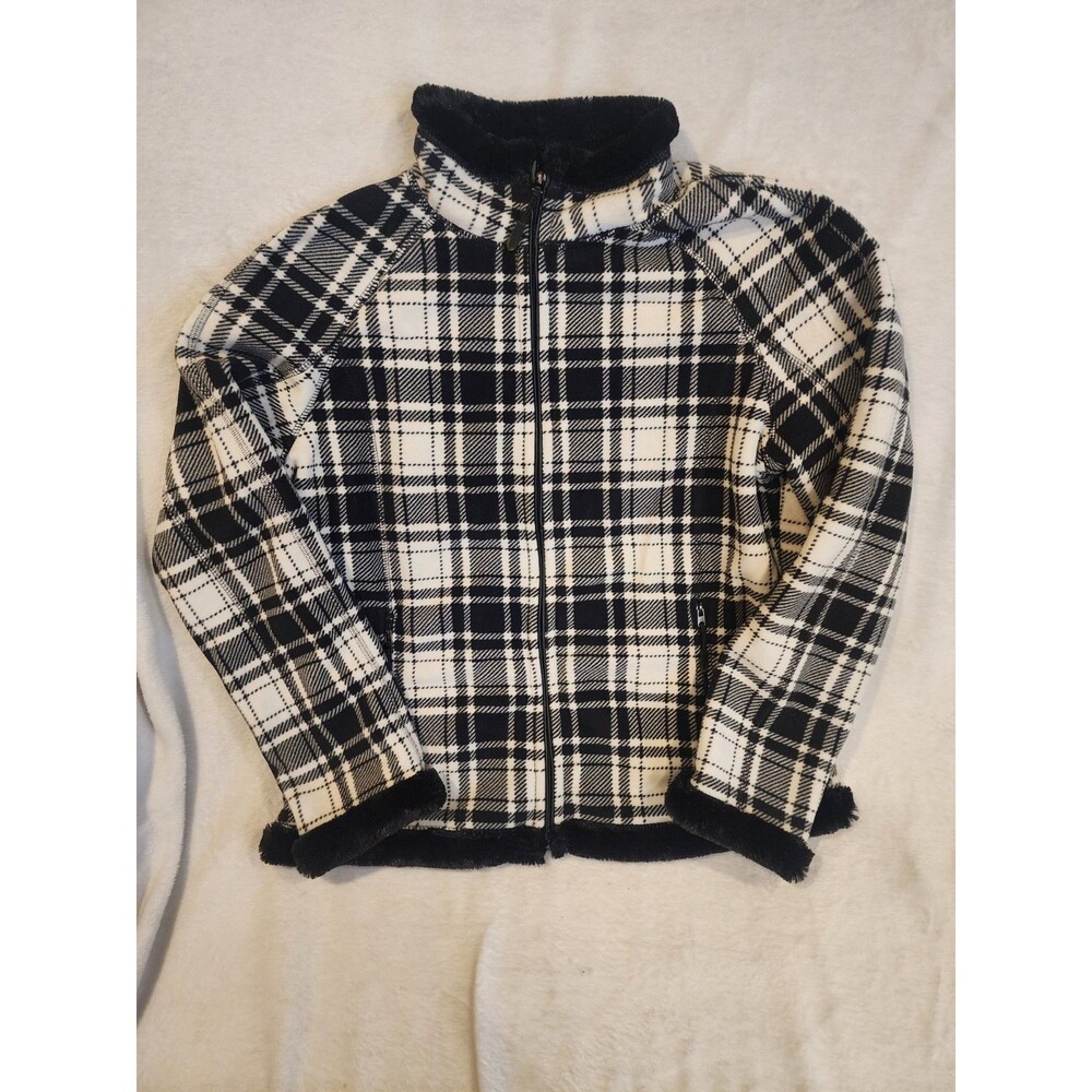 Green Tea Plaid Jacket Fleece Plush Lined Zip Up Womens Large